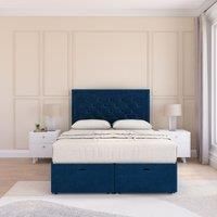 Montana Plush Fabric Ottoman Bed End Opening With Sprung Memory Mattress & 26 Inch Headboard