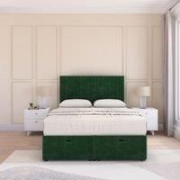 Kansas Plush Fabric Ottoman Bed End Opening With Sprung Memory Mattress & 26 Inch Headboard