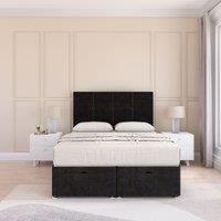 Jasmine Plush Fabric Ottoman Bed End Opening With Sprung Memory Mattress & 26 Inch strut Headboard
