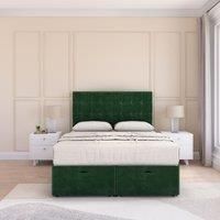 Alabama Plush Fabric Ottoman Bed End Opening With Sprung Memory Mattress & 26 Inch Headboard