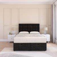 Alabama Plush Fabric Ottoman Bed End Opening With Sprung Memory Mattress & 26 Inch Headboard