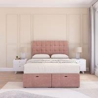 Alabama Plush Fabric Ottoman Bed End Opening With Sprung Memory Mattress & 26 Inch Headboard