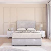 Manhattan Plush Fabric Ottoman Bed End Opening With Sprung Memory Mattress & 26 Inch Headboard