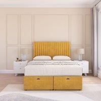 Manhattan Plush Fabric Ottoman Bed End Opening With Sprung Memory Mattress & 26 Inch Headboard