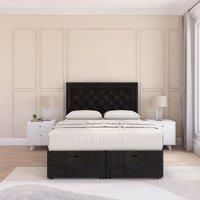 Montana Plush Fabric Ottoman Bed End Opening With Sprung Memory Mattress & 54 Inch Floorstanding Headboard