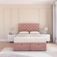 Montana Plush Fabric Ottoman Bed End Opening With Sprung Memory Mattress & 54 Inch Floorstanding Headboard