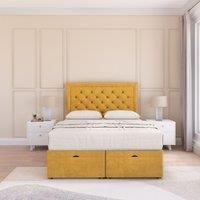Montana Plush Fabric Ottoman Bed End Opening With Sprung Memory Mattress & 54 Inch Floorstanding Headboard