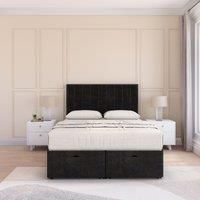 Kansas Plush Fabric Ottoman Bed End Opening With Sprung Memory Mattress & 54 Inch Floorstanding Headboard