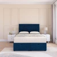 Kansas Plush Fabric Ottoman Bed End Opening With Sprung Memory Mattress & 54 Inch Floorstanding Headboard