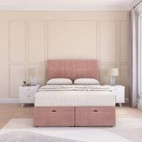 Kansas Plush Fabric Ottoman Bed End Opening With Sprung Memory Mattress & 54 Inch Floorstanding Headboard