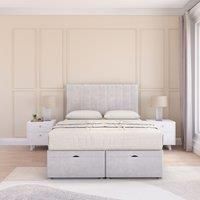 Kansas Plush Fabric Ottoman Bed End Opening With Sprung Memory Mattress & 54 Inch Floorstanding Headboard
