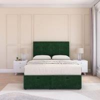 Jasmine Plush Fabric Ottoman Bed End Opening With Sprung Memory Mattress & 54 Inch Floorstanding Headboard