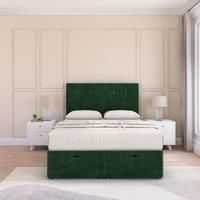 Highbury Plush Fabric Ottoman Bed End Opening With Sprung Memory Mattress & 54 Inch Floorstanding Headboard