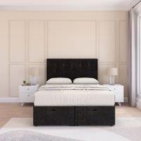 Highbury Plush Fabric Ottoman Bed End Opening With Sprung Memory Mattress & 54 Inch Floorstanding Headboard