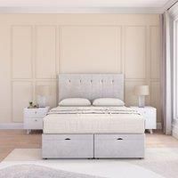 Highbury Plush Fabric Ottoman Bed End Opening With Sprung Memory Mattress & 54 Inch Floorstanding Headboard