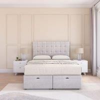 Alabama Plush Fabric Ottoman Bed End Opening With Sprung Memory Mattress & 54 Inch Floorstanding Headboard