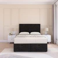Manhattan Plush Fabric Ottoman Bed End Opening With Sprung Memory Mattress & 54 Inch Floorstanding Headboard