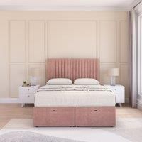 Manhattan Plush Fabric Ottoman Bed End Opening With Sprung Memory Mattress & 54 Inch Floorstanding Headboard
