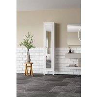 White Slim Tall Cabinet with Mirror Door