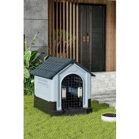 70x84x76cm Weatherproof Plastic Dog House Kennel with Skylight and Door