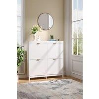 Flip Down Wood Shoe Cabinet in White