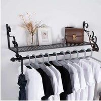80cm Wall Mounted Metal Clothes Garment Shop Display Rack with Shelf