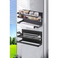 Kitchen Magnetic Storage Shelf Organiser with Paper Roll Cling File Holder