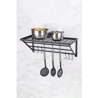 Kitchen Wall Mounted Metal Pot Rack with Hangers