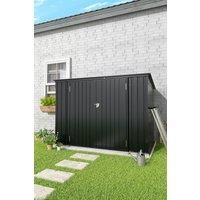 Outdoor Metal Garbage Storage Shed with Hinged Lid