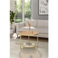 Round Glass and Slate Coffee Table 2 Tier