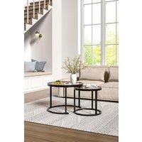 Tea Glass Round Nesting Coffee Table Set of 2