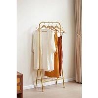 Freestanding Gold Clothes Rack with Bottom Shelf