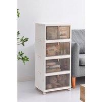 4 Tier Thicken Foldable Shoe Storage Box Rolling Toy Organizer