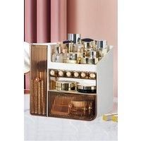 Makeup Storage Organizer with Brush Holder Drawers