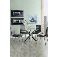 5-Piece Dining Table Set of Leather Upholstered Dining Chairs and Tempered Glass Table