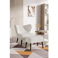 2Pcs Teddy Bear Fur Tufted Accent Chair with Footstool