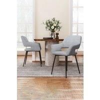 Set of 2 Linen Dinning Chair with Metal Legs