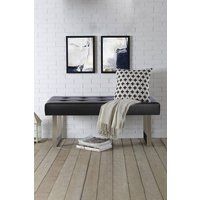 Faux Leather Bench with Steel Legs