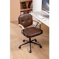 Leather Office Chair with Wood Armrests