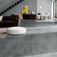 36Pcs Dark Grey Self Adhesive Waterproof Wear-Resistant PVC Wood Grain Effect Flooring, 5m Pack