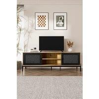 Entertainment Centre TV Storage Cabinet with Rattan Doors