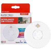 3 in 1 Multi Sensor Interlinked Fire Alarm, Smoke, Heat and Carbon Monoxide Detector, with 10 year Tamper-Proof Battery
