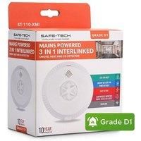 Main-Powered 3 in 1 Multi Sensor Interlinked Fire Alarm, Smoke, Heat and Carbon Monoxide, with 10 year Back-up Battery