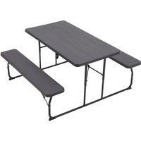Foldable Picnic Table and Bench Set with Parasol Hole