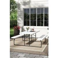 Foldable Picnic Table and Bench Set with Parasol Hole