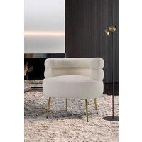 Beige Curved Upholstered Single Sofa Accent Chair