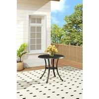 Checkered Hollowed Out Cast Aluminum Patio Dining Table with Umbrella Hole