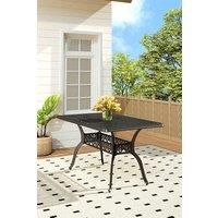 Outdoor Cast Aluminum Square Patio Table with Umbrella Hole