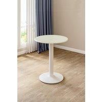 White Round Coffee Table with Metal Base