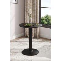 Black Round Coffee Table with Metal Base